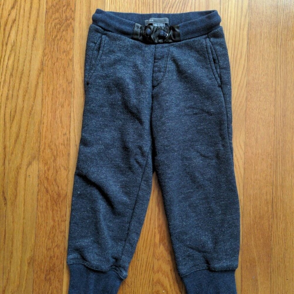 VINCE Kids Drawstring Blue Sweatpants Joggers SIZE 6X Cozy Leather Detailing